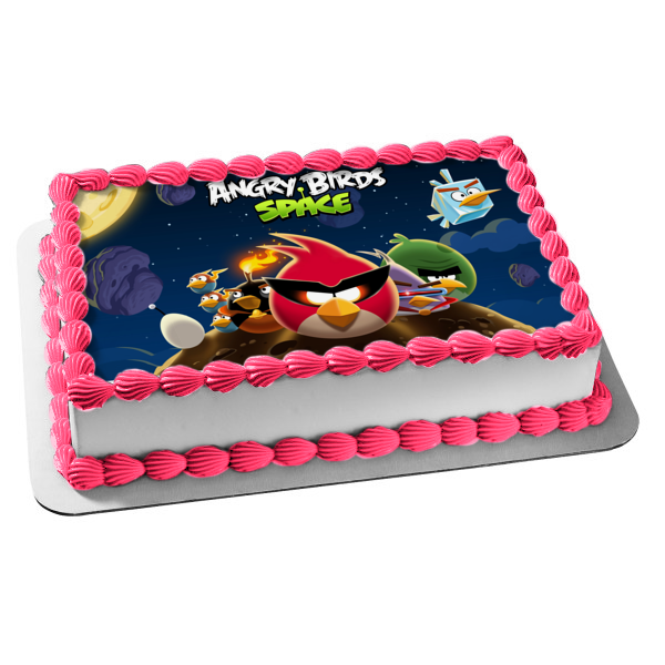 Angry Birds Space Red Bird Ca-Chaw Terrance Bash Blue Bird Bip-Bap-Bop Edible Cake Topper Image ABPID08448