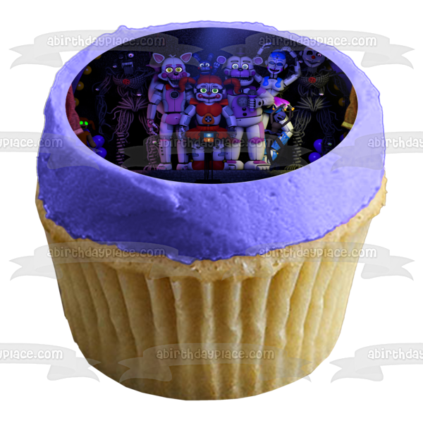 Five Nights at Freddy's Sister Location Ennard Circus Baby Funtime Foxy Ballora Funtime Freddy and Funtime Lolbit Edible Cake Topper Image ABPID08194