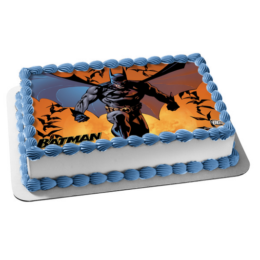 DC Comics Batman Flying Cape Bats Edible Cake Topper Image ABPID08461