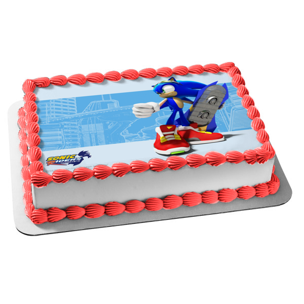 Sonic the Hedgehog Sonic Riders Skateboard Edible Cake Topper Image ABPID08463