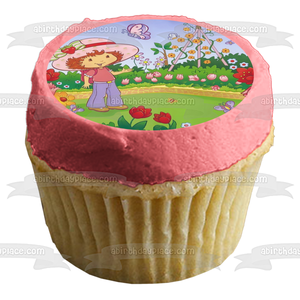 Strawberry Shortcake Butterflies Flowers Edible Cake Topper Image ABPID08469