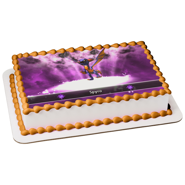 Skylanders Spyro's Adventure Purple Background Edible Cake Topper Image ABPID08484