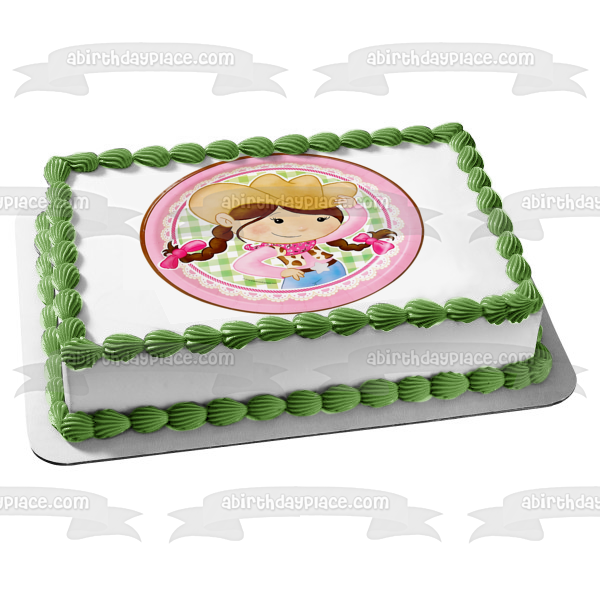 Pink Cowgirl Hat Star and a Bandana Edible Cake Topper Image ABPID08246