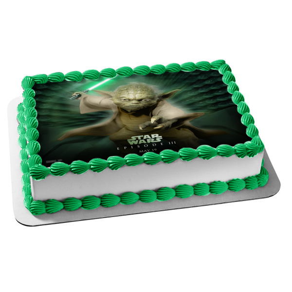 Star Wars Episode 3 Yoda Lightsaber Edible Cake Topper Image ABPID08493