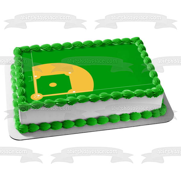 Baseball Diamond Cartoon Edible Cake Topper Image ABPID08251