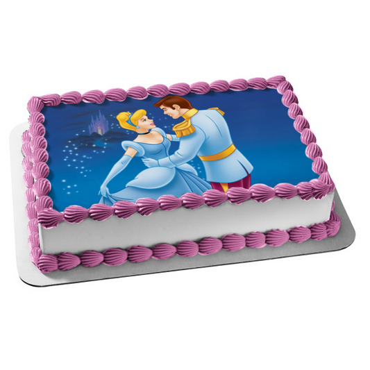 Disney Princess Cinderella the Prince Castle Dancing Edible Cake Topper Image ABPID08496