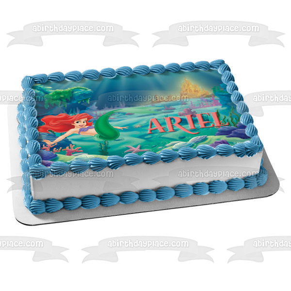 Disney Princess Ariel Under the Sea Castle Edible Cake Topper Image ABPID08499