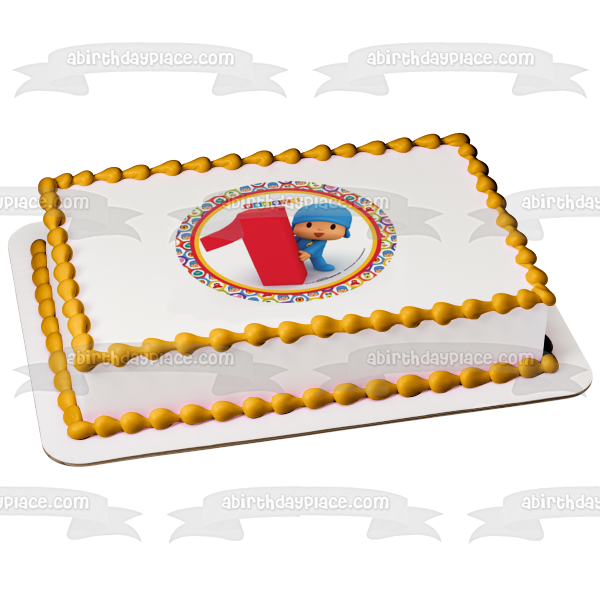 Pocoyo Happy 1st Birthday Edible Cake Topper Image ABPID08274
