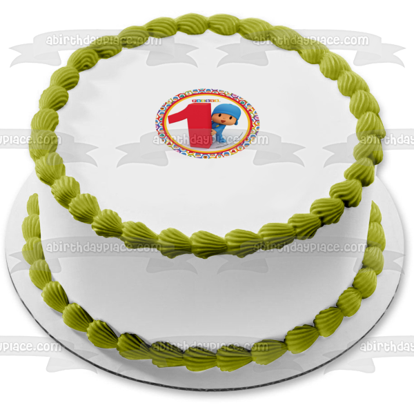 Pocoyo Happy 1st Birthday Edible Cake Topper Image ABPID08274