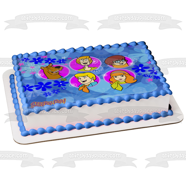Scooby-Doo Logo Shaggy Velma Fred Daphne Flowers Edible Cake Topper Image ABPID08521