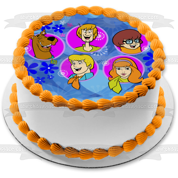 Scooby-Doo Logo Shaggy Velma Fred Daphne Flowers Edible Cake Topper Image ABPID08521