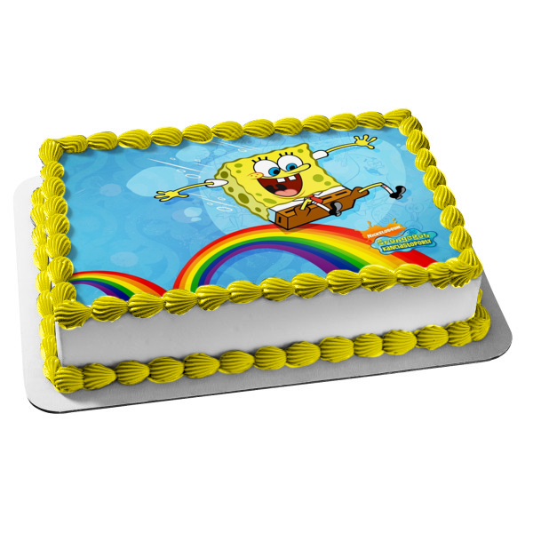 SpongeBob SquarePants Kanciastoporty Rainbow Edible Cake Topper Image ABPID08522