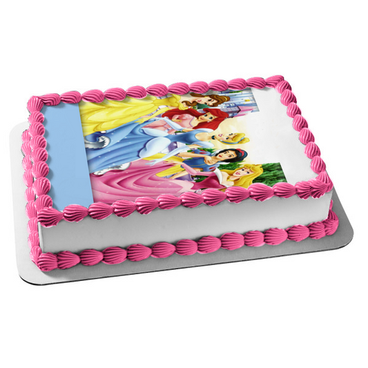 Disney Princess Belle Cinderella Ariel Aurora Snow White Edible Cake Topper Image ABPID08293