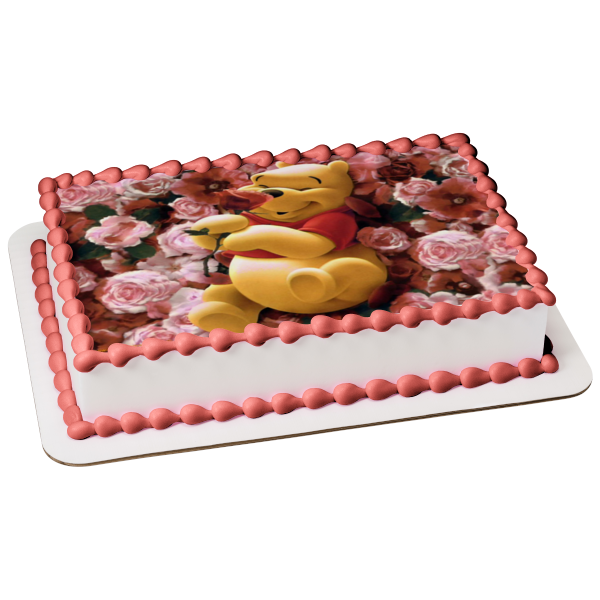 Disney Winnie the Pooh Bed of Roses Edible Cake Topper Image ABPID08298