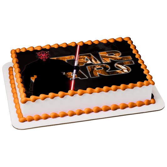 Star Wars Darth Maul - Decoración comestible para tarta con sable de luz de doble hoja, imagen ABPID08326 