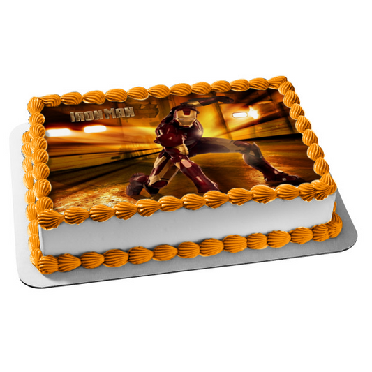 Marvel Iron Man Kneeling Edible Cake Topper Image ABPID08333