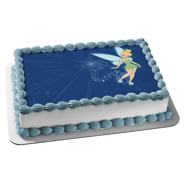Disney Tinkerbell Flying Stars Edible Cake Topper Image ABPID08342