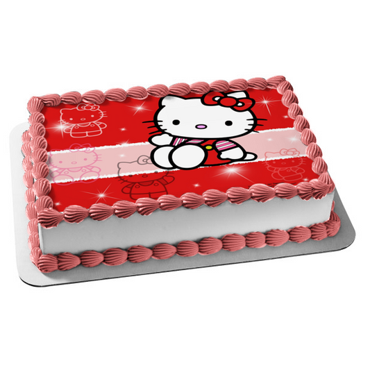 Hello Kitty Red Bow Edible Cake Topper Image ABPID08348