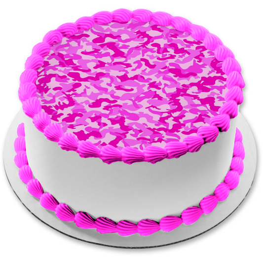 Pink Camouflage Camo Background Edible Cake Topper Image ABPID08789