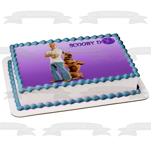 Scooby Doo Fred Purple Background Edible Cake Topper Image ABPID08356