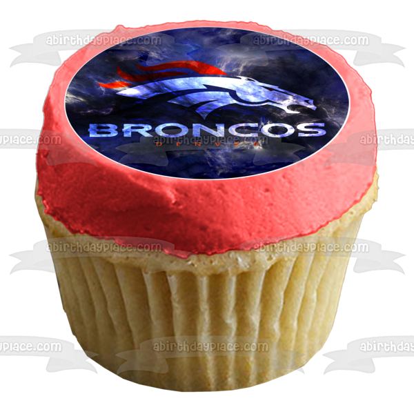 Denver Broncos 2018 Logo NFL Blue Background Edible Cake Topper Image ABPID08801