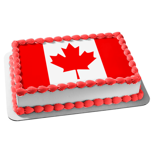 The Canadian Flag Maple Leaf Edible Cake Topper Image ABPID08386
