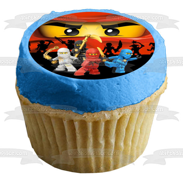 LEGO Ninjago Masters of Spinjitzu Red Ranger Blue Ranger White Ranger Black Ranger Edible Cake Topper Image ABPID08837