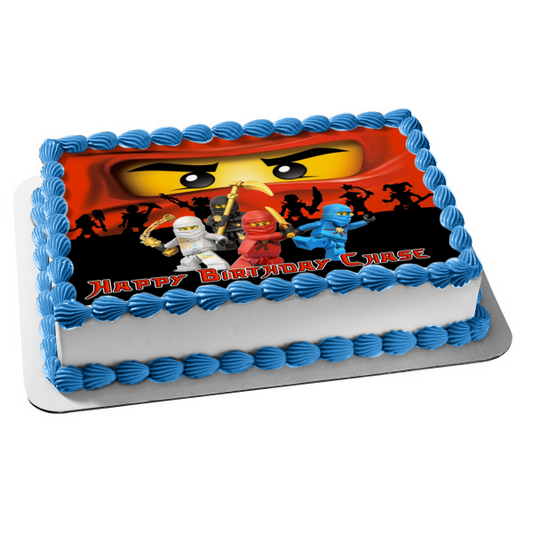 LEGO Ninjago Masters of Spinjitzu Red Ranger Blue Ranger White Ranger Black Ranger Edible Cake Topper Image ABPID08837
