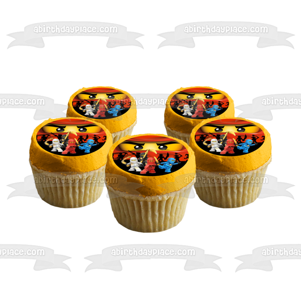 LEGO Ninjago Masters of Spinjitzu Red Ranger Blue Ranger White Ranger Black Ranger Edible Cake Topper Image ABPID08837