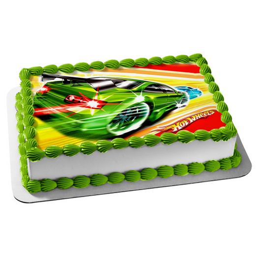 Hot Wheels Mattel Coche azul Coche verde Decoración comestible para tarta Imagen ABPID08848 