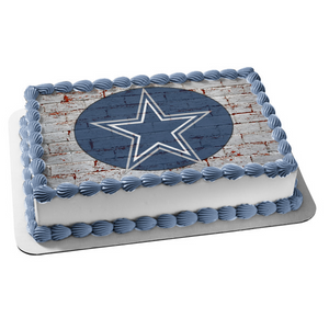Dallas Cowboys Logo Professional American Football Team Texas White Brick Wall Edible Cake Topper Image ABPID09025