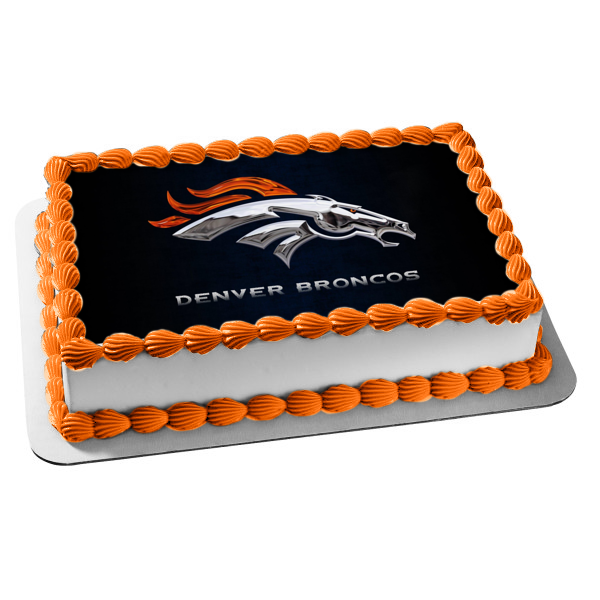The Denver Broncos Steel Logo Professional American Football Club Denver Colorado NFL Edible Cake Topper Image ABPID09037