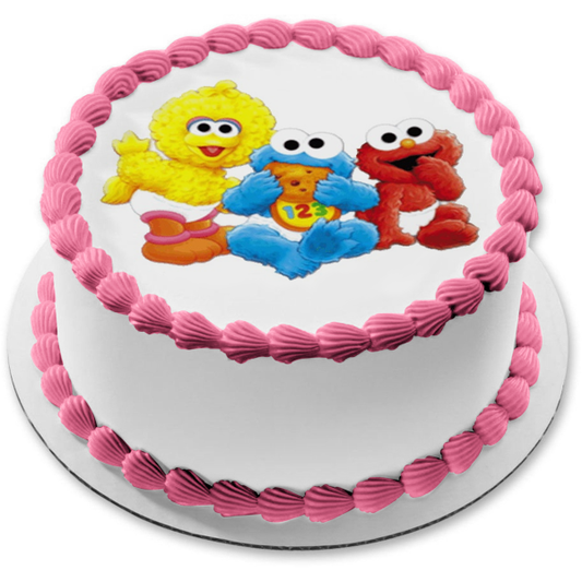 Bebé Barrio Sésamo Big Bird Cookie Monster Elmo Adorno comestible para tarta Imagen ABPID09040 