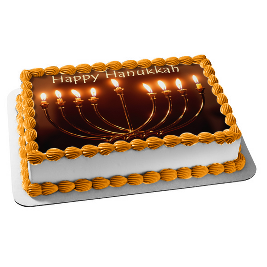 Feliz Hanukkah Menorah Chanukiyyah Nueve Velas Imagen comestible para decoración de tarta ABPID09041 