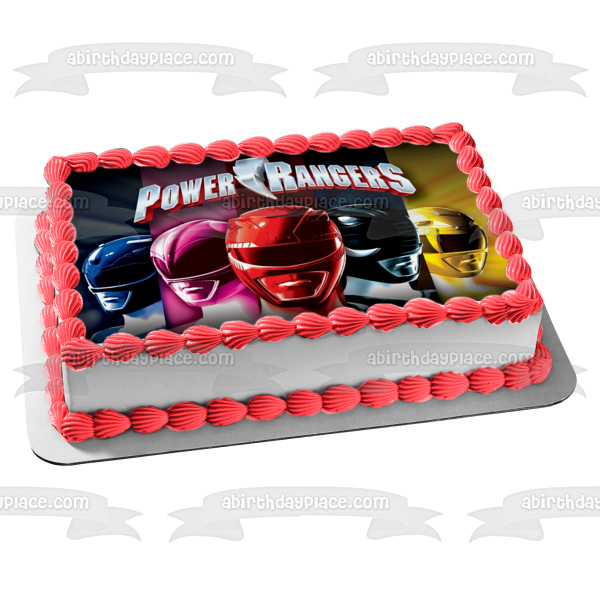 Power Rangers Logo Black Yellow Red Blue Pink Edible Cake Topper Image ABPID09047