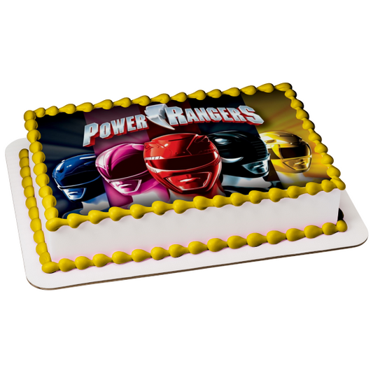 Power Rangers Logo Black Yellow Red Blue Pink Edible Cake Topper Image ABPID09047