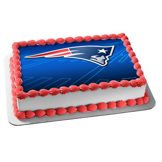 Imagen comestible para tarta con logotipo de los New England Patriots, fondo azul de la NFL, liga nacional de fútbol americano, ABPID08892 