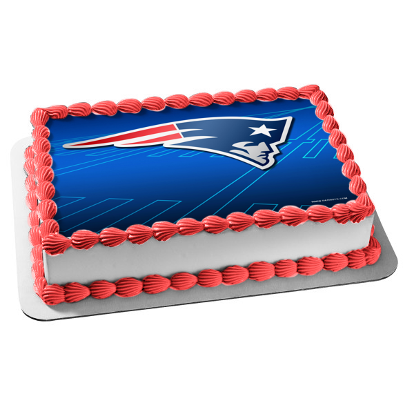 New England Patriots Logo NFL Blue Background National Football League Edible Cake Topper Image ABPID08892