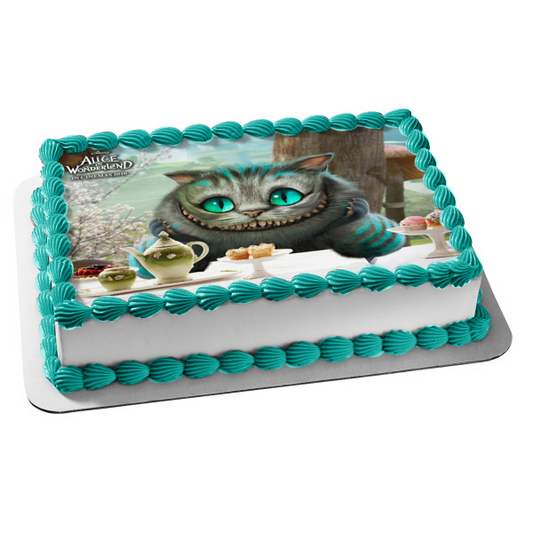 Disney Alice In Wonderland Cheshire Cat Tea Party Edible Cake Topper Image ABPID09056