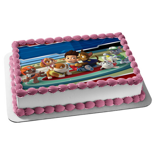 Paw Patrol Chase Everest Skye Zuma Marshall Rocky Ryder Cap'n Turbot Edible Cake Topper Image ABPID08928