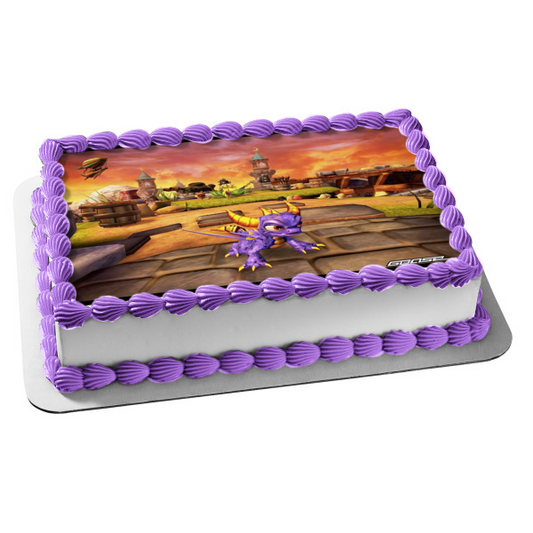 Skylanders Spyro Sunset Castle Background Edible Cake Topper Image ABPID09082