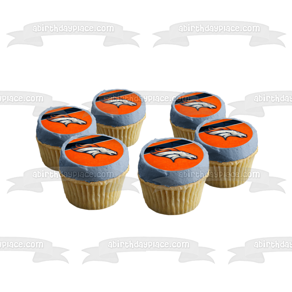 Denver Broncos Classic Logo NFL Orange Background Edible Cake Topper Image ABPID08935