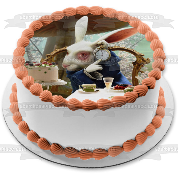 Disney Alice In Wonderland White Rabbit Time Edible Cake Topper Image ABPID09084
