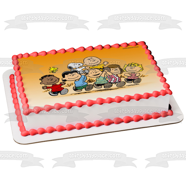 Peanuts Charlie Brown Snoopy Woodstock Linus Peppermint Patty Edible Cake Topper Image ABPID08952