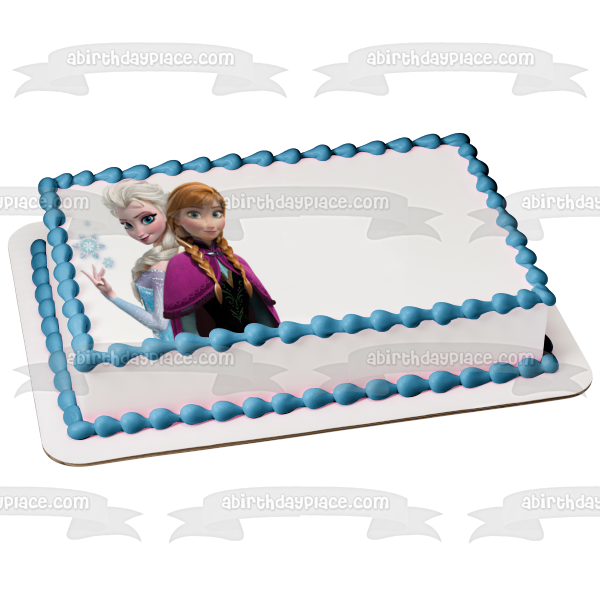 Disney Frozen Anna Elsa Snowflakes Edible Cake Topper Image ABPID08983
