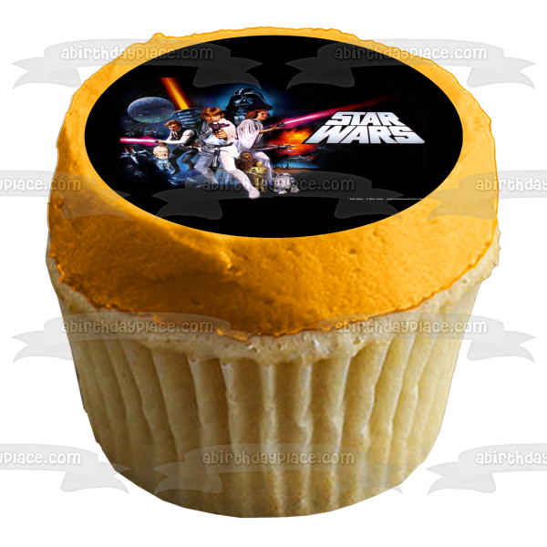 Star Wars Darth Vader Luke Skywalker Han Solo R2-D2 Edible Cake Topper Image ABPID09103