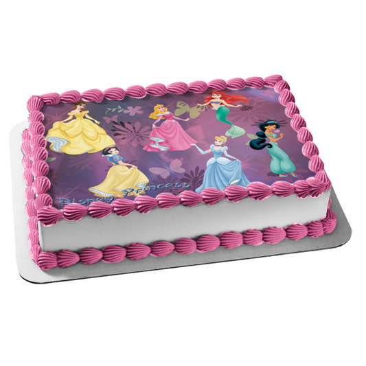 Disney Princess Ariel Belle Aurora Jasmine Cinderella Edible Cake Topper Image ABPID09130