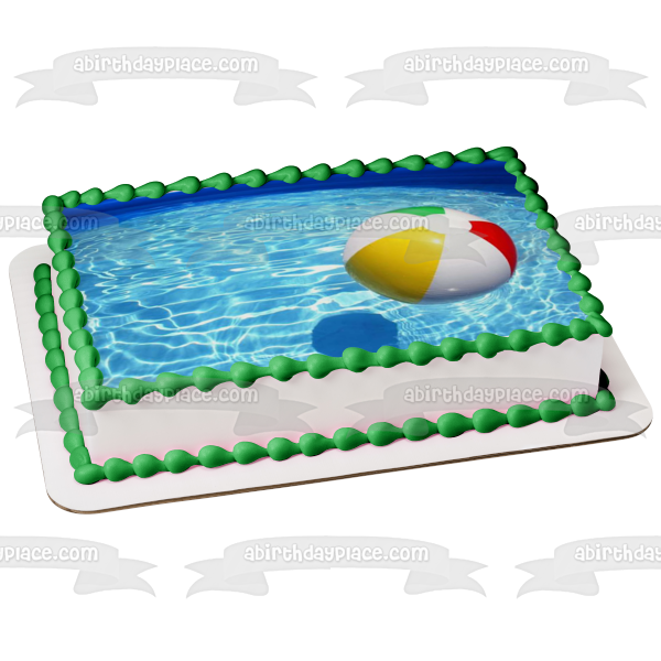 Outdoor Pool Beach Ball Edible Cake Topper Image ABPID09462