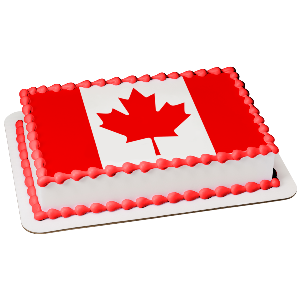 Canadian Flag White Red Maple Leaf Edible Cake Topper Image ABPID09140