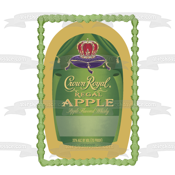 Crown Royal Regal Apple Flavored Whiskey Bottle Edible Cake Topper Image ABPID09488